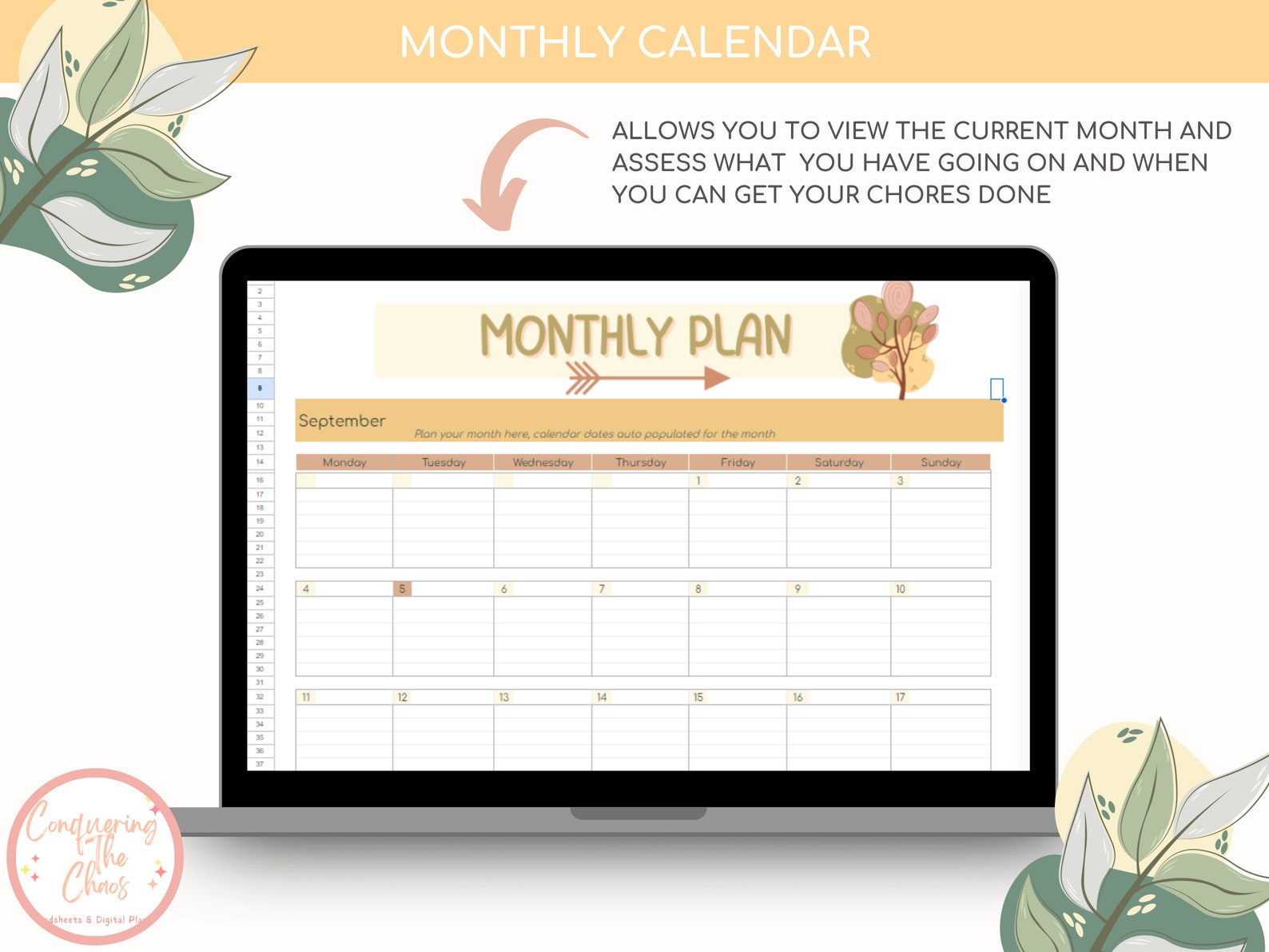 Boho Floral Family Chore Chart Easy-to-use Spreadsheet for Daily ...