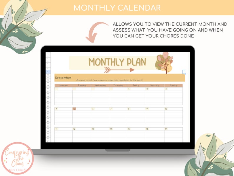 Boho Floral Family Chore Chart Easy-to-use Spreadsheet for Daily ...