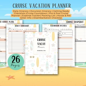 Planificador de cruceros familiares: Organizador de vacaciones y lista de equipaje (plantilla editable de Canva)