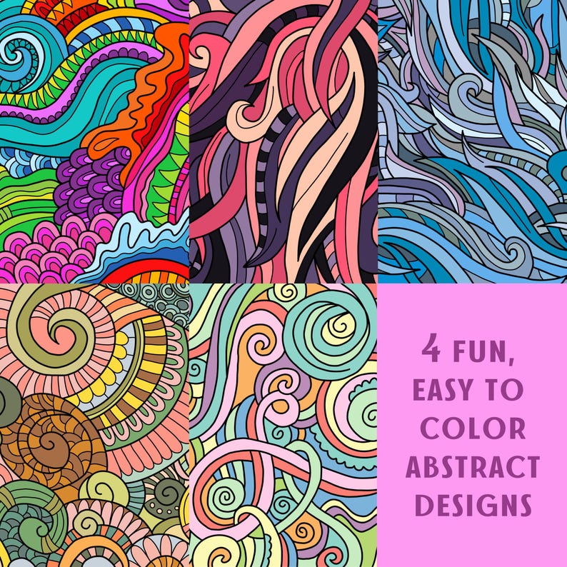 Reading Color Number Abstract Color by Number Abstract Coloring Pages: Digital Download, Easy to Read ...