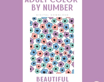 Floral Color by Number Pages: Hand-Drawn Scenes (Digital Download), No AI