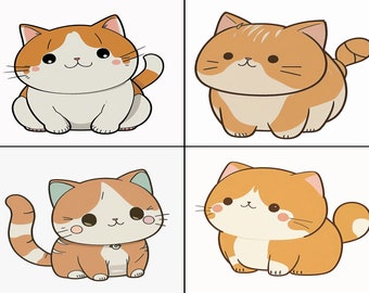かわいい猫のクリップアート png x 20 | 面白いペットのイラスト | かわいい子猫のアートバンドル | クラフト スクラップブッキング コラージュ作成