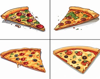 Pizza Slice clip art png x 20 | Digital food | Italian food art bundle| Crafts Scrapbooking Collage Making