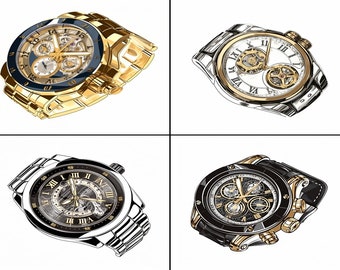 Wrist Watch Clip Art png x 20 | High detail 300 DPI | Luxury Brand art bundle| Crafts Scrapbooking Collage Making