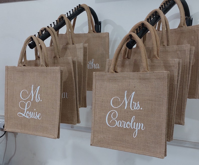 Personalized Jute Bags,bridal Party Bags,reusable Bags,ecofriendly