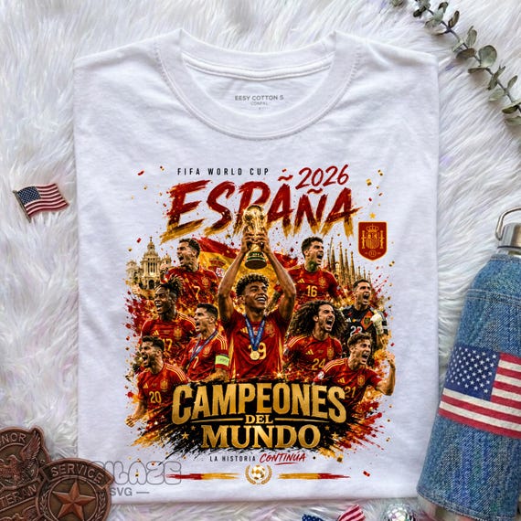 スペイン代表 2026年ワールドカップ優勝 サッカーTシャツデザイン PNG