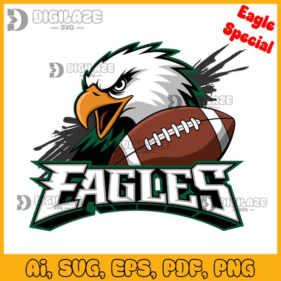 Eagles Football Mascot SVG PNG: Game Day Design (Digital Download)