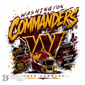 Commanders Souvenir Football PNG, Support DTF Seamless Football Design, Games Day Sublimation (Digital Download)