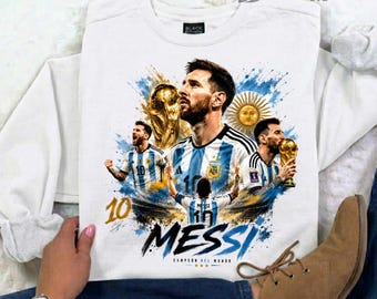 Projekt koszulki Lionel Messi w formacie PNG | Grafika wektorowa Mistrzostw Świata w Argentynie | Plik sublimacyjny GOAT dla fanów piłki nożnej
