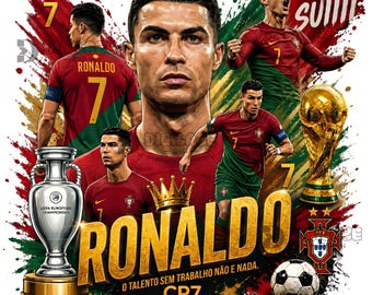 Koszulka z nadrukiem Ronaldo na Mistrzostwa Świata 2026 w formacie PNG | Koszulka z grafiką piłkarską z nadrukiem sublimacyjnym (pobranie cyfrowe)
