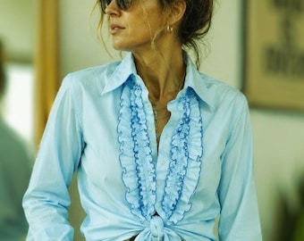 Vintage After Six Powder Blue Ruffled Tuxedo Shirt – Union Made USA