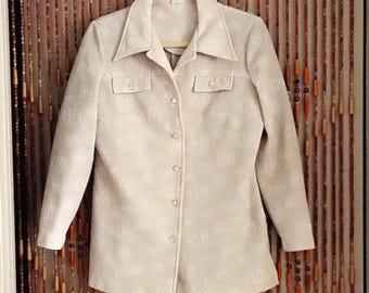 Vintage 1970s Jacquard Jacket – Retro Tailored Elegance