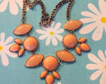 Vintage Gold tone Peach Creamsicle Bib Chain Necklace
