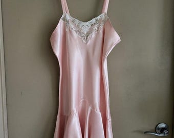 Victoria's Secret Gold Label Pink Satin Night Gown Vintage.