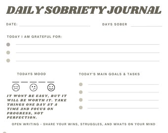 Printable Recovery Planner 12 Step Worksheet Recovery Journal Sobriety Journal Recovery Diary Gratitude Workbook AA Journal Daily Planner