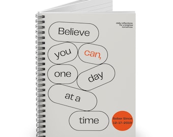 Personalized Date One Day at a Time Sobriety Journal Sobriety gift for Men Recovery Gift for Women Sober Anniversary gift AA Journal 12 step