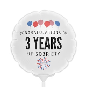 Sober Birthday Mylar Balloon, White, Funny Sobriety Gifts, AA Gifts, Alcoholics Anonymous, Sober Anniversary Gift, Gift for Sponsor