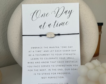 Sobriety Bracelet - One day at a time | AA | Alcoholics Anonymous Bracelet, Sobriety Gift For Women, Recovery Gifts, Sober Anniversary Gifts