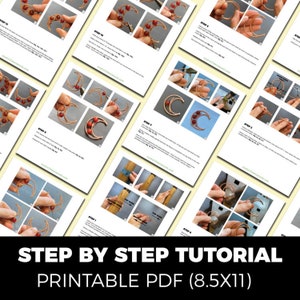 May include: A step-by-step tutorial for making a crescent moon wire wrapped pendant with red gemstones. The printable PDF includes 10 steps with images and instructions.  The tutorial is for an 8.5x11 inch paper size.