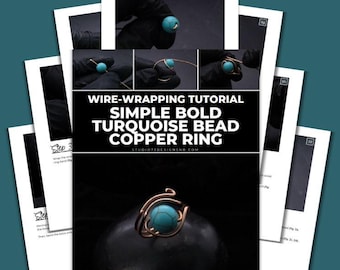 Wire Wrapping Simple Bold Turquoise Bead Copper Ring Tutorial [PRINTABLE PDF]