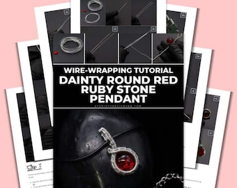 Wire Wrapping Dainty Round Red Ruby Stone Pendant Tutorial [PRINTABLE PDF]