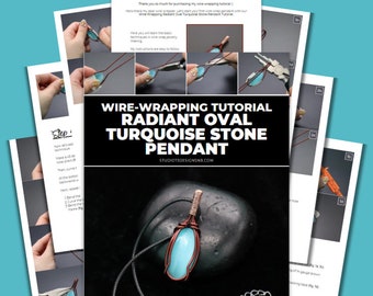 Wire Wrapping Radiant Oval Turquoise Stone Pendant Tutorial [PRINTABLE PDF]