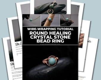 Wire Wrapping Round Healing Crystal Stone Bead Ring Tutorial [PRINTABLE PDF]