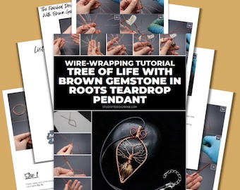 Wire Wrap Tree Of Life With Brown Gemstone In Roots Teardrop Pendant Tutorial [PRINTABLE PDF]