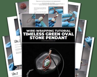 Wire Wrapping Green Oval Stone Pendant Tutorial [PRINTABLE PDF]