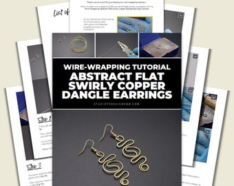 Wire Wrapping Abstract Flat Swirly Copper Dangle Earrings Tutorial [PRINTABLE PDF]