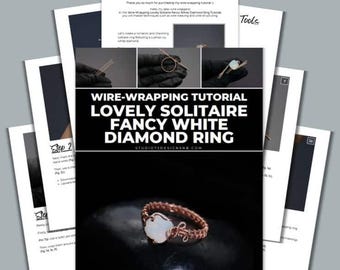 Wire Wrapping Lovely Solitaire Fancy White Diamond Ring Tutorial [PRINTABLE PDF]