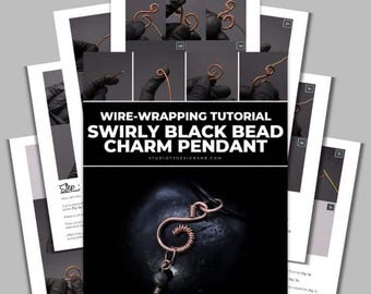 Wire Wrapping Swirly Black Bead Charm Pendant Tutorial [PRINTABLE PDF]
