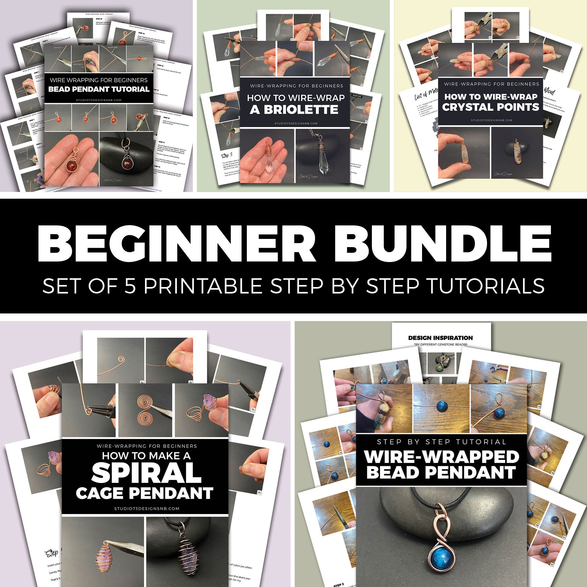 5 Tutorials - Wire-wrapped Pendant Tutorial Bundle for Beginners - Etsy