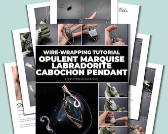 Wire Wrapping  Oval Labradorite Cabochon Statement Pendant Tutorial [PRINTABLE PDF TUTORIAL]