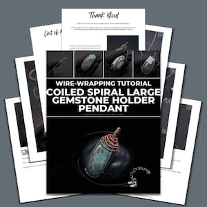 May include: A wire-wrapping tutorial for creating a coiled spiral large gemstone holder pendant. The tutorial includes step-by-step instructions and photos. The pendant is made with copper wire and a large gemstone.