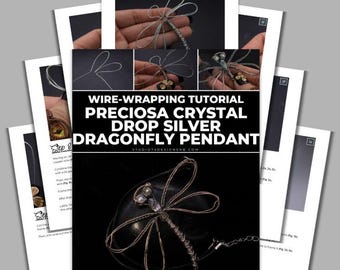 Wire Wrapping Preciosa Crystal Drop Silver Dragonfly Pendant Tutorial [PRINTABLE PDF]