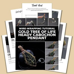 May include: A wire-wrapping tutorial for making a gold tree of life pendant with a heady cabochon. The tutorial includes step-by-step instructions and photos of the process. The finished pendant is a beautiful and unique piece of jewelry.