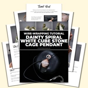 May include: A wire-wrapping tutorial for making a dainty spiral white cube stone cage pendant. The tutorial includes step-by-step instructions and photos of the finished product.