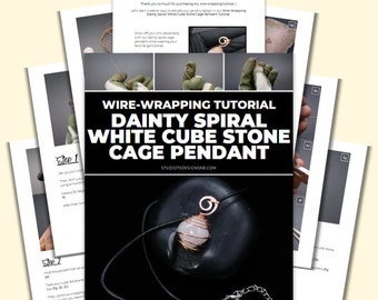 Wire Wrapping Dainty Spiral White Cube Stone Cage Pendant Tutorial [PRINTABLE PDF]