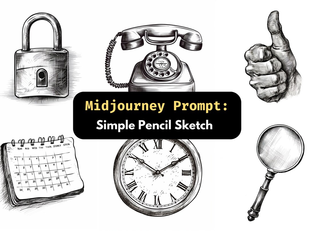 Simple Pencil Sketch Midjourney Prompt | Hand Drawn Doodle Vintage ...