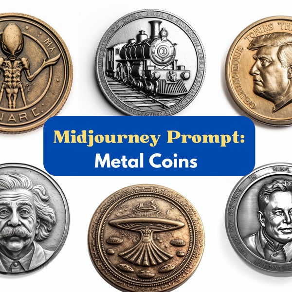 Midjourney Metal Embossed Coins Prompt | Midjourney 5.1 Money Currency Crypto Photograph Prompting, AI Art generator Product Photography