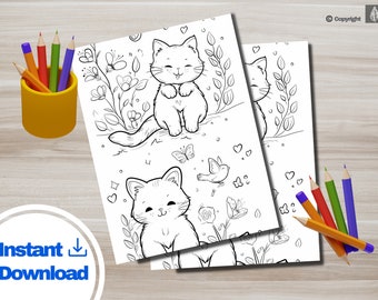 Cat Lover Coloring Pages | Digital Prints | Instant Download Printable Art | Drawing Page for Adults and Kids to Enjoy and Homeschool