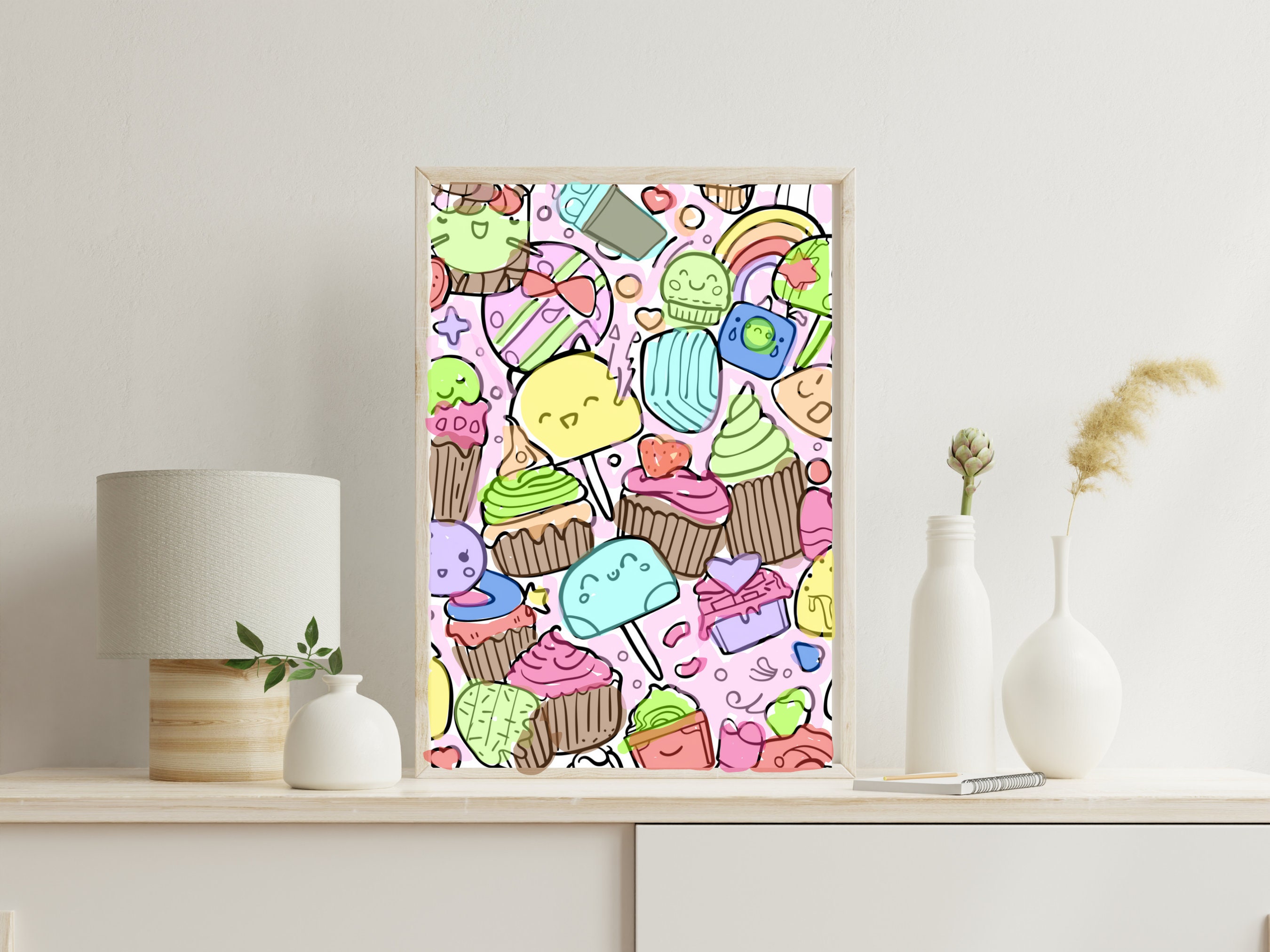 Kawaii Cupcake Coloring Sheet PDF Cute Printable Coloring Book for Kids ...