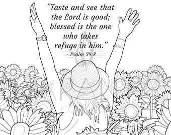 Psalm 27:1 Sunflower Coloring Page | Christian Scripture Coloring Sheet ...