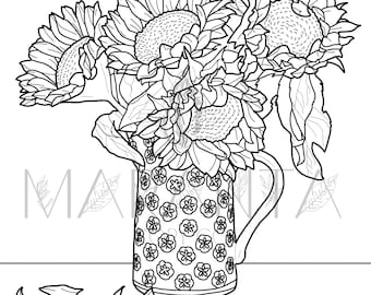 Inspirational Printable Sunflower Coloring Page