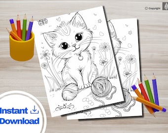 Cat Lover Coloring Pages | Digital Prints | Instant Download Printable Art | Drawing Page for Adults and Kids to Enjoy and Homeschool