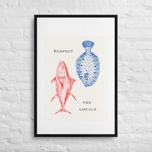 Minimalist Fish Print Framed canvas