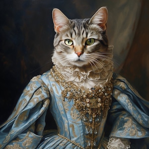 Custom Royal Pet Painting, Renaissance Cat Painting, Pet Lovers Gift, Royal Portrait, Pet Portrait gift, Father's Day Gift, Wall Decor