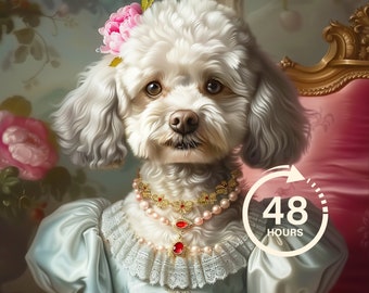 Hunde Portrait vom Foto, Haustier Liebhaber Geschenk, königliches Portrait, Tier Portrait Geschenk, königliches Hunde Portrait, Renaissance Hunde Portrait