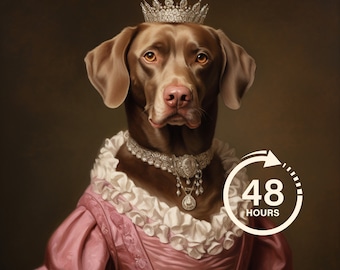 Retrato real personalizado de animais de estimação, pintura de cachorro renascentista, presente para amantes de animais de estimação, retrato real, presente de retrato de animais de estimação, pintura de animais, decoração de parede